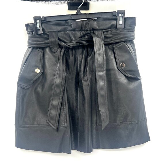 Zara Dresses & Skirts - Zara Faux Leather Belted Mini Skirt in Black Women's Small